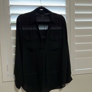 Ann Taylor classic L/S Camp shirt in black size Large.  Worn once
